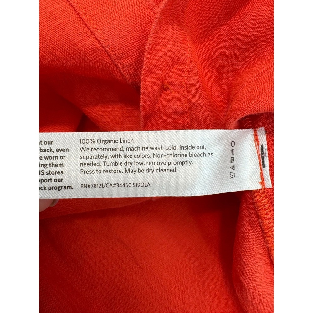 Eileen Fisher Organic‎ Linen Button Front Top Tunic Coral Orange Size Large - Picture 5 of 9